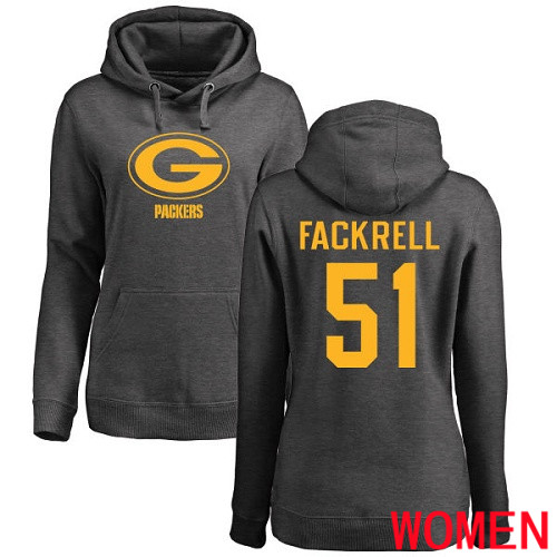 Green Bay Packers Ash Women #51 Fackrell Kyler One Color Nike NFL Pullover Hoodie Sweatshirts